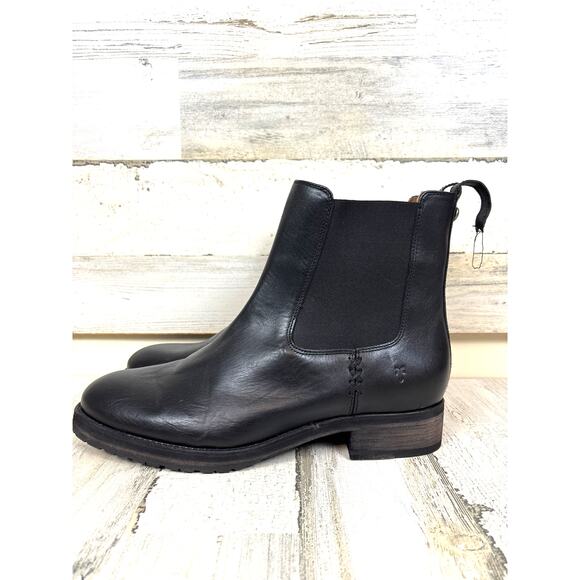 Frye Womens 12 Melissa Black Leather Slip On Lug Low Heel Chelsea Ankle Boots - Picture 1 of 9